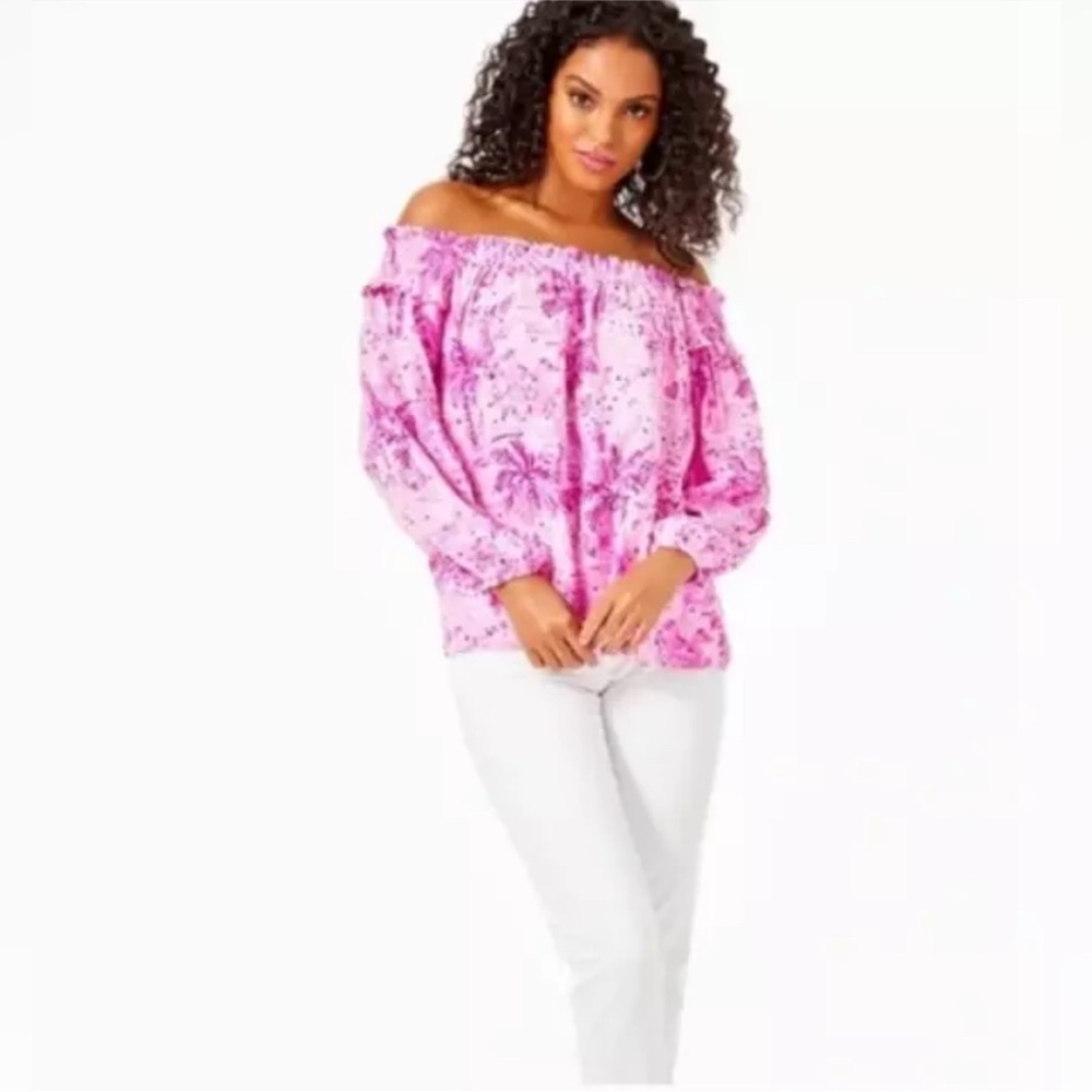 Lilly Pulitzer Ruffle Off the shoulder top (Size XXS) - Picture 3 of 12